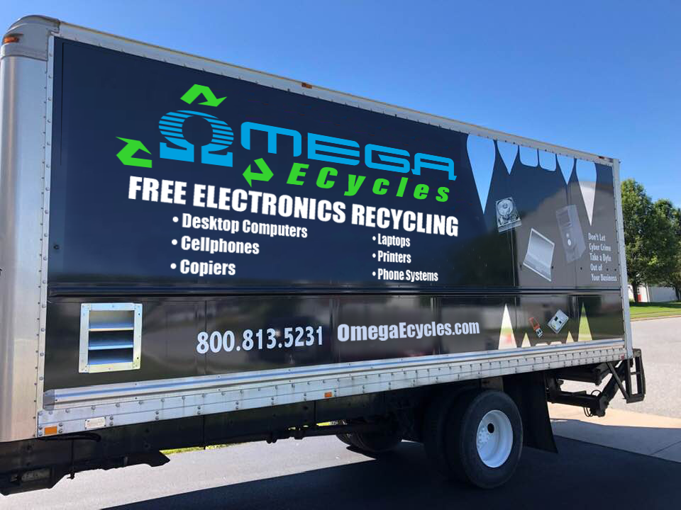 The electronics shredder truck at Omega ECycles